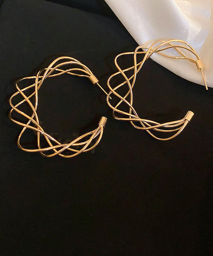 Classy Gold Copper Multilayer C Shapes Hoop Earrings ZZ022