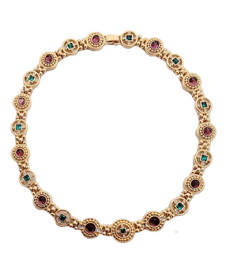 Collier élégant en cuivre doré avec glaçure colorée évidée FA303