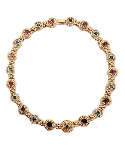 Classy Gold Copper Overgild Hollow Out Coloured Glaze Collar Necklace FA303