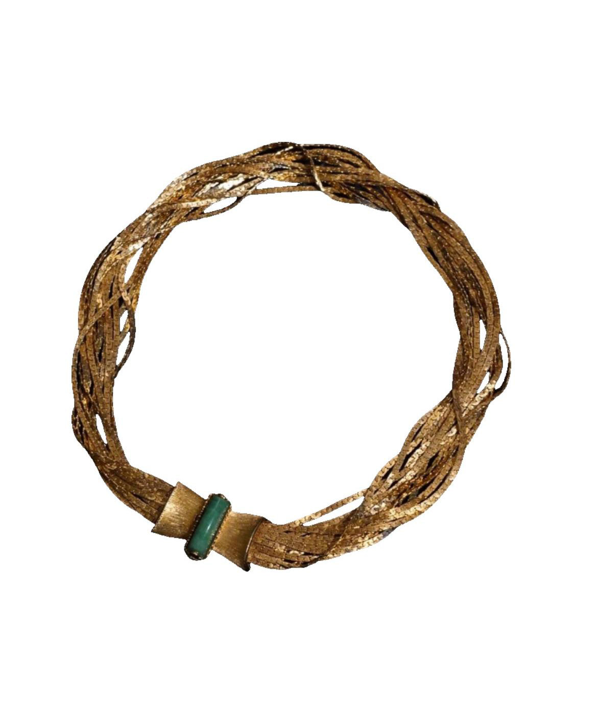 Collier élégant en jade tissé en couches dorées II008