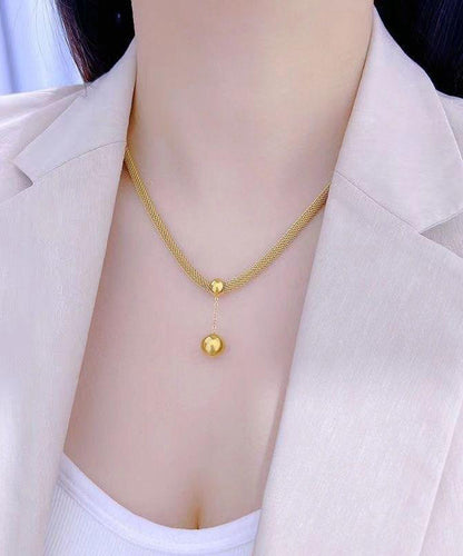 Classy Gold Stainless Steel Tassel Pendant Necklace DF1019