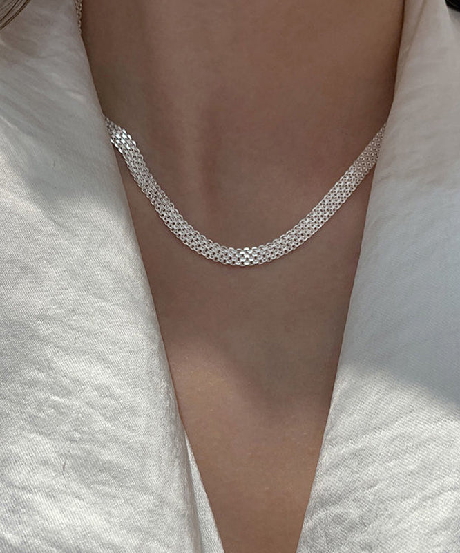 Collier élégant en soie et acier inoxydable avec paillettes MM082