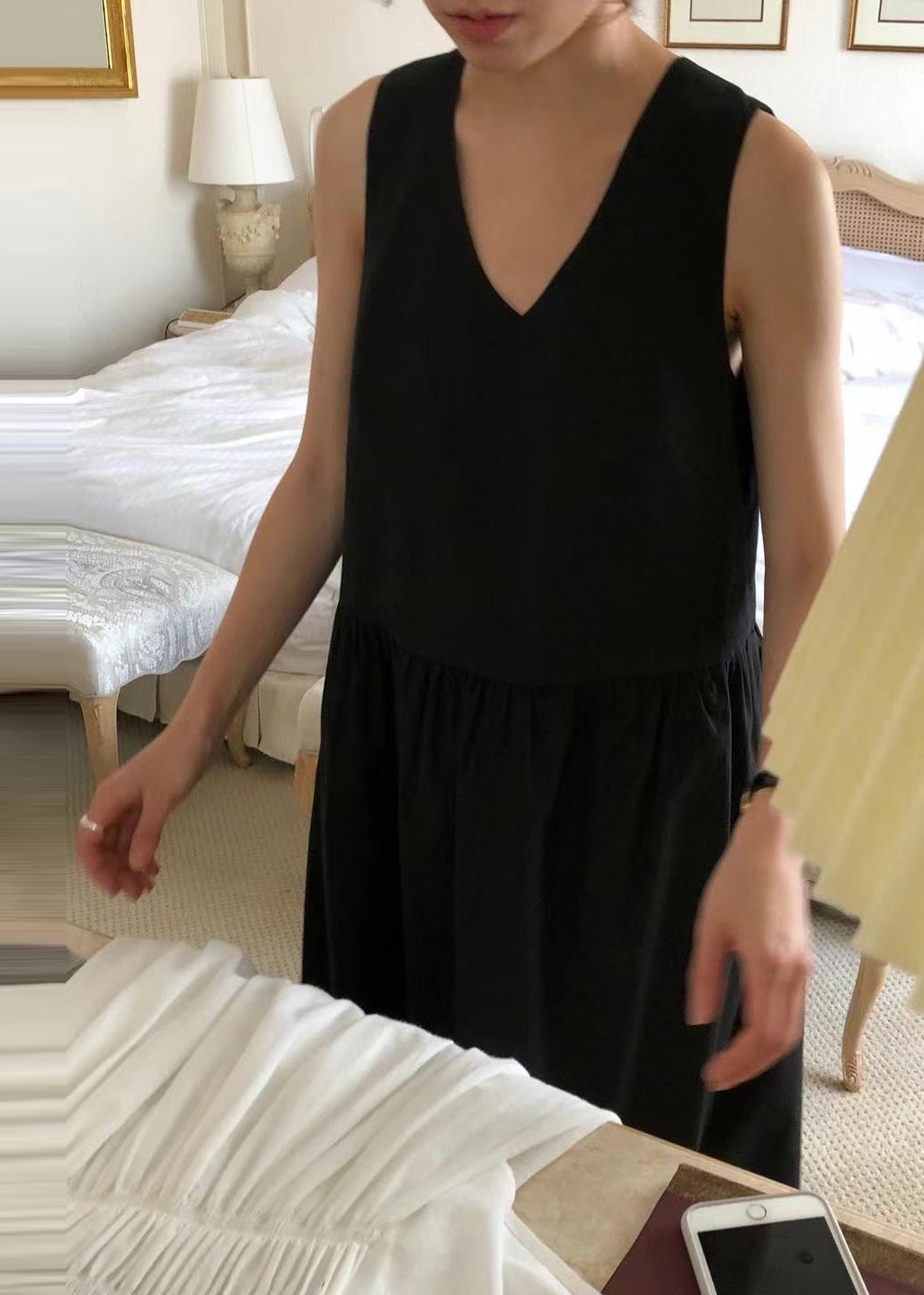 Robe de vacances élégante en coton blanc dos nu sans manches TZ025
