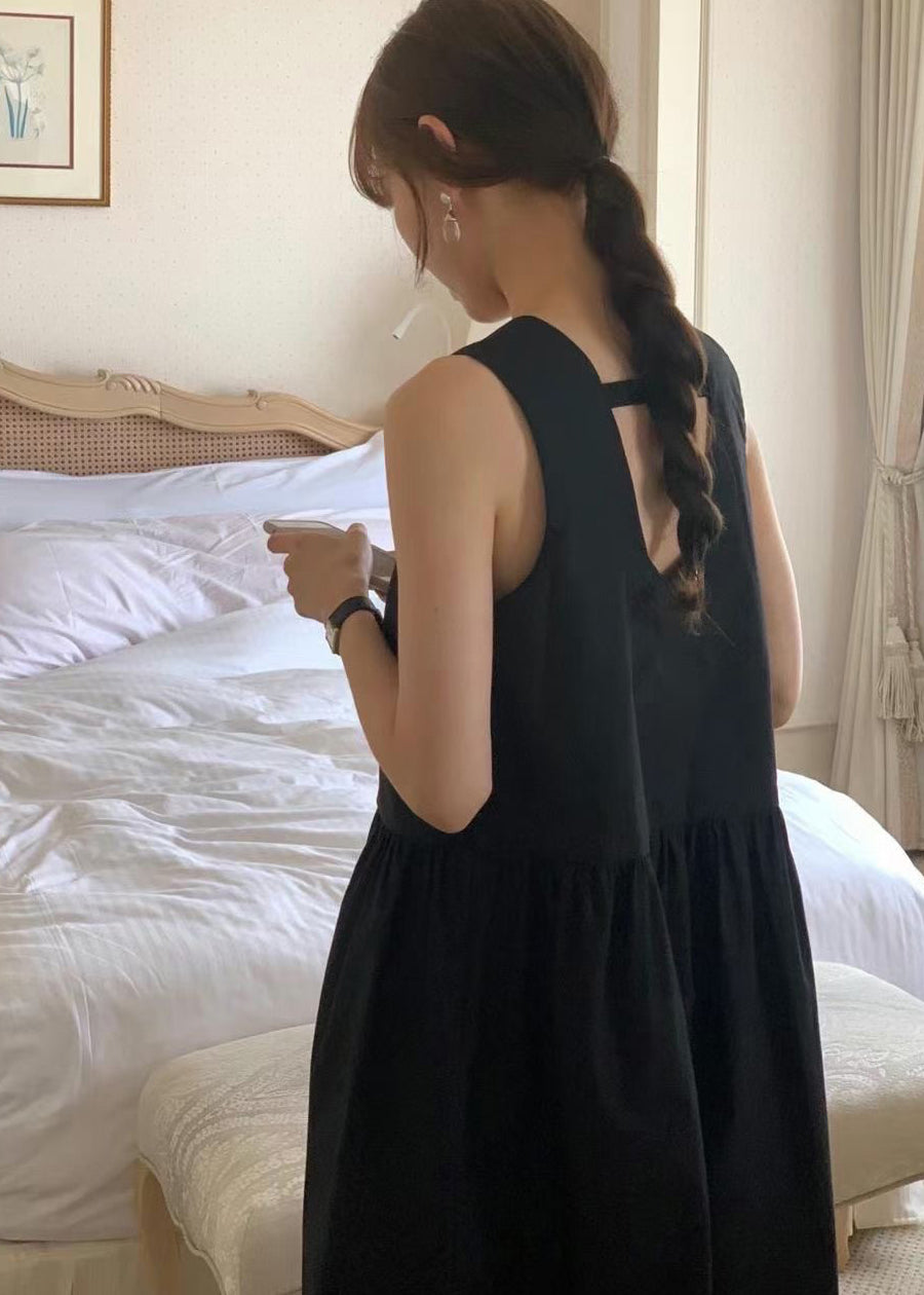 Robe de vacances élégante en coton blanc dos nu sans manches TZ025