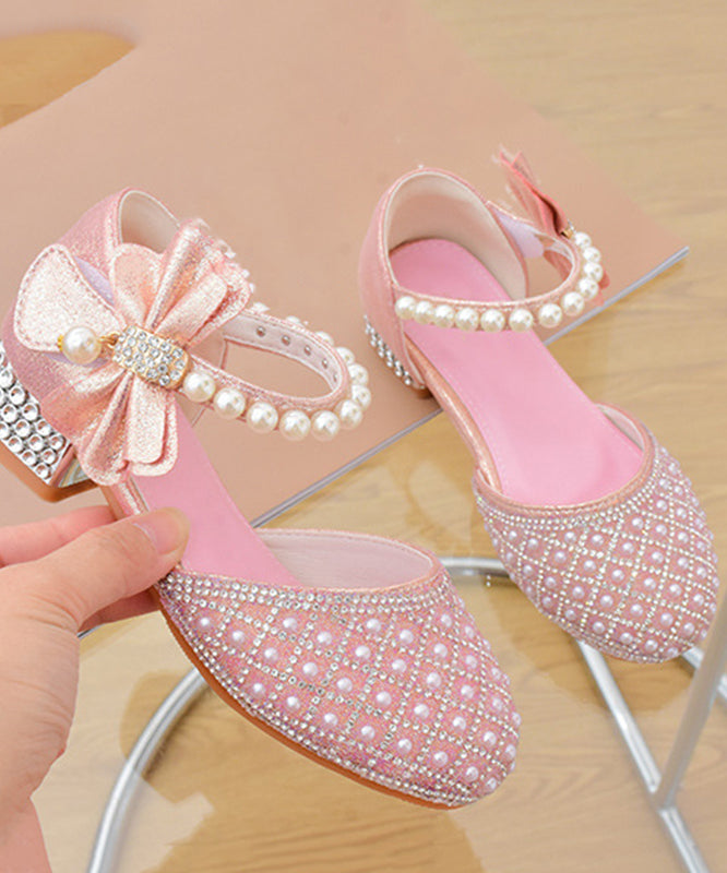 Sandales Zircon Blanc Élégantes Bride Perle Boucle Enfant