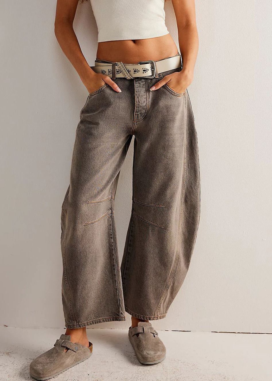 Original Denim Crop Waist Design Summer Pants High Coffee