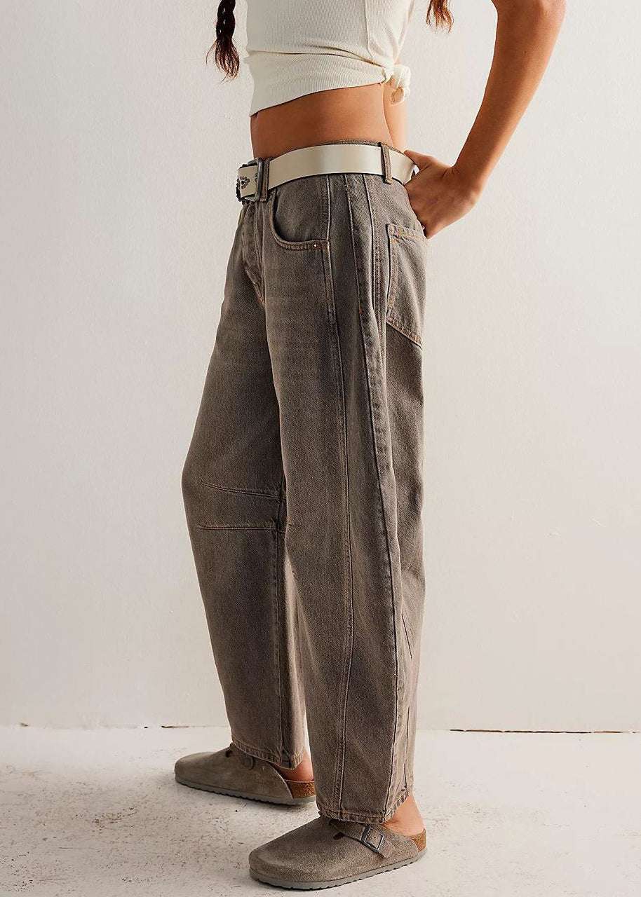 Original Denim Crop Waist Design Summer Pants High Coffee