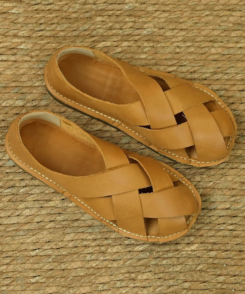 Bequeme Sandalen mit Hohlsaum aus rotem Rindsleder OI020