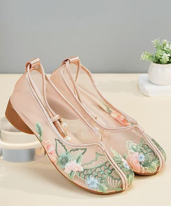 Shoes Breathable Embroidered Flat Green Mesh Comfy