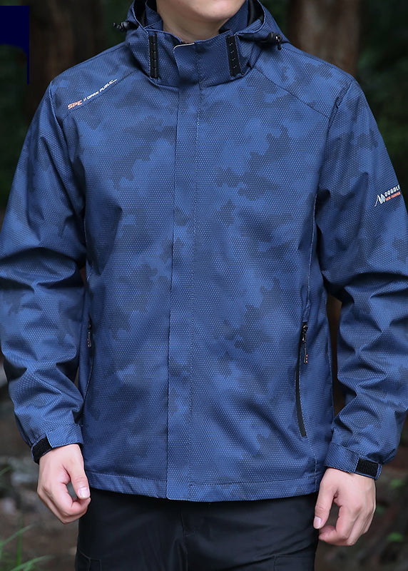 Manteau de printemps à capuche pour homme en coton noir avec fermeture éclair amovible