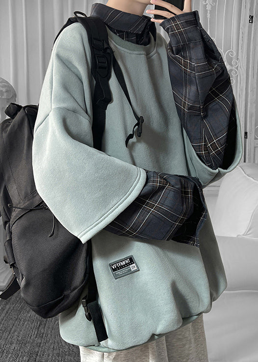 Cool Khaki Herren Kragen Baumwolle Pan Plaid Patchwork Peter