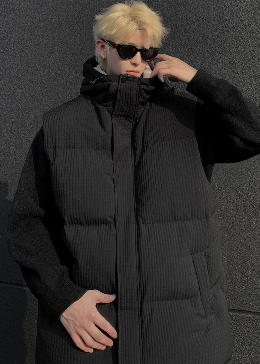 Gilet d'hiver blanc à capuche en coton fin pour homme TK027