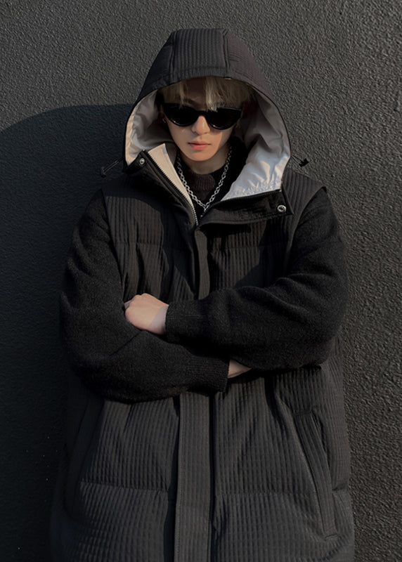 Gilet d'hiver blanc à capuche en coton fin pour homme TK027