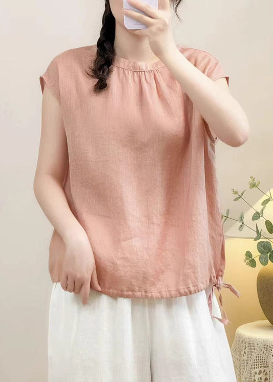 Solides Sommerhemd O Cozy Linen Pink Neck