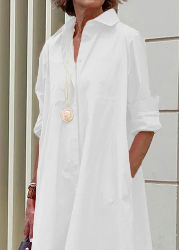 Long Border Simple Loose Peter Women's White Pan Collar Cross