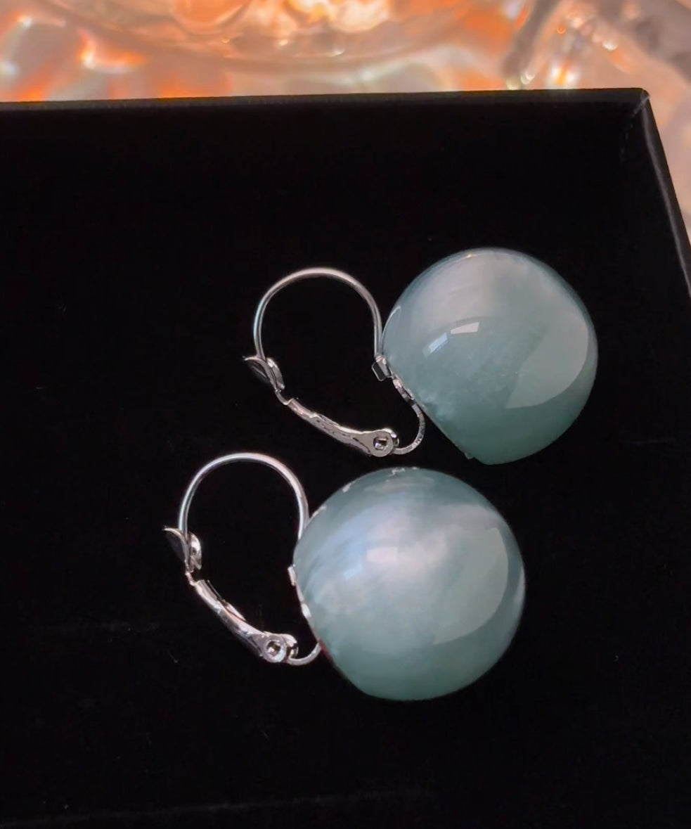 Silver Ball Drop Sterling Earrings Cute Blue