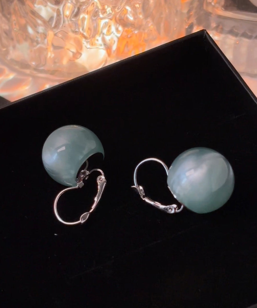 Silver Ball Drop Sterling Earrings Cute Blue