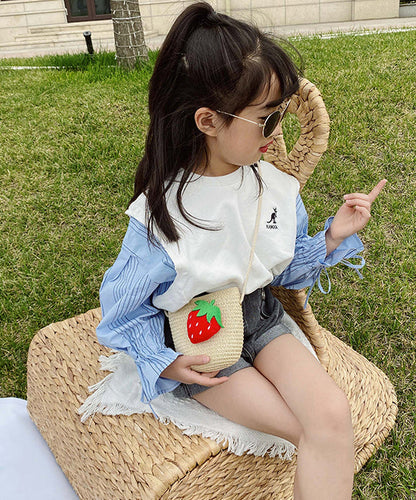 Cute Cartoon Cherry Kids Woven Crossbody Bag IU021