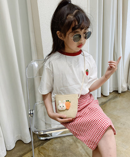 Cute Cartoon Cherry Kids Woven Crossbody Bag IU021