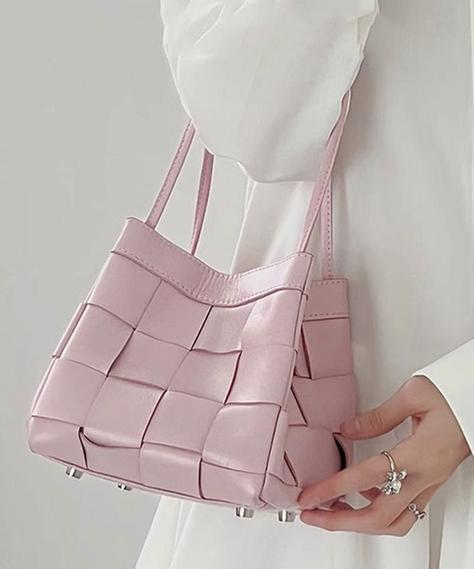 Süße rosa Kunstleder Geflecht Satchel Handtasche UU1072