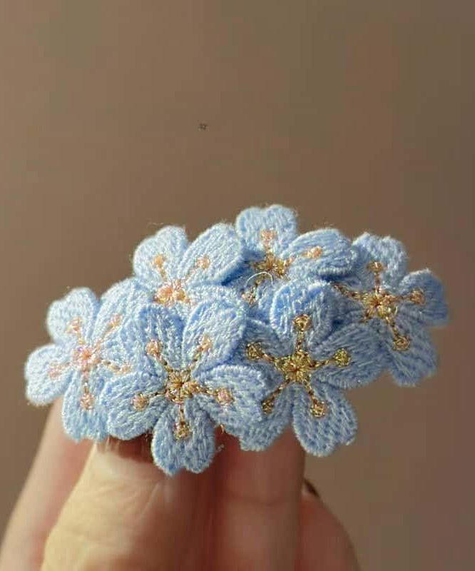 Cute Hairpin Pink Embroidery Knit Floral