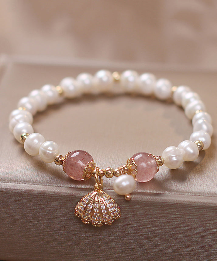 Pearl Bracelet Shell Cute Alloy Red Zircon Charm