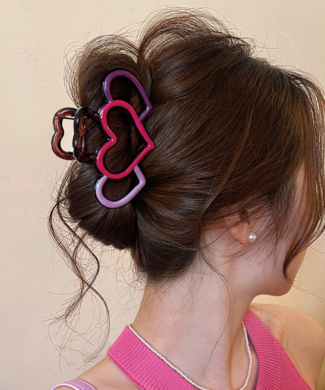 Out Pink Red Hairpin Love Cute Hollow Acrylic