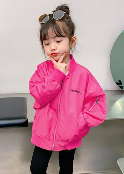 Cute Rose O-Neck Graphic Patchwork Girls Coats Fall QV027