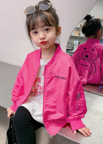 Cute Rose O-Neck Graphic Patchwork Girls Coats Fall QV027