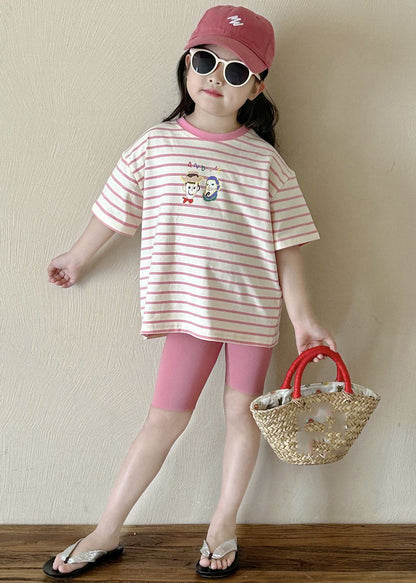 Cute Striped Kids T Shirt And Shorts Two Piece Set Summer YU1068