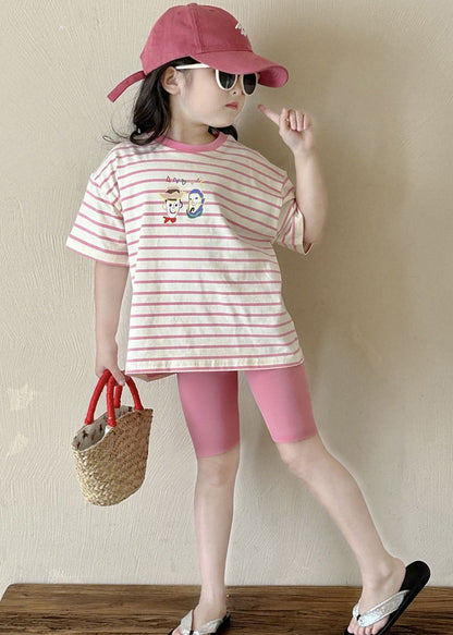 Cute Striped Kids T Shirt And Shorts Two Piece Set Summer YU1068