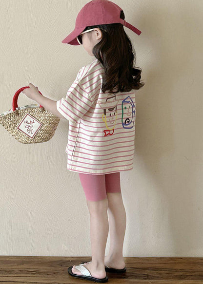 Cute Striped Kids T Shirt And Shorts Two Piece Set Summer YU1068