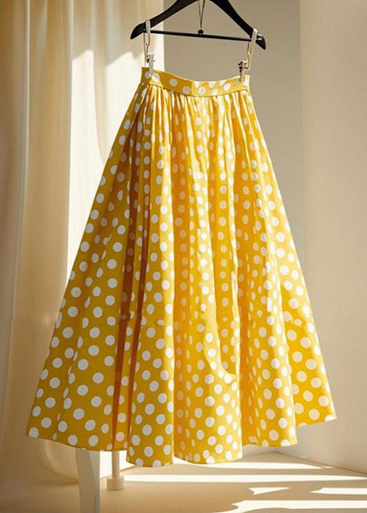 Gelbe Faltenröcke Maxi Cute Chiffon Dot