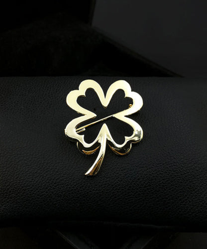 DIY Gold Stainless Steel Four Leaf Clover Hollow Out Brooches WP001