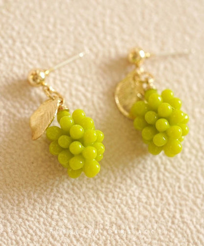 DIY Green Sterling Silver Overgild Grape Drop Earrings QU029