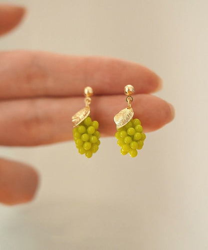 DIY Green Sterling Silver Overgild Grape Drop Earrings QU029