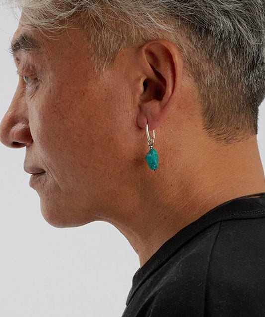 Boucles d'oreilles pendantes turquoises vertes en argent sterling