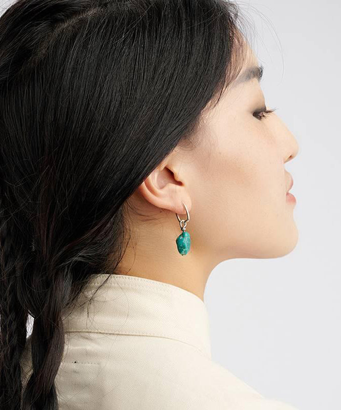 Earrings Drop Green Turquois Sterling Single DIY Silver
