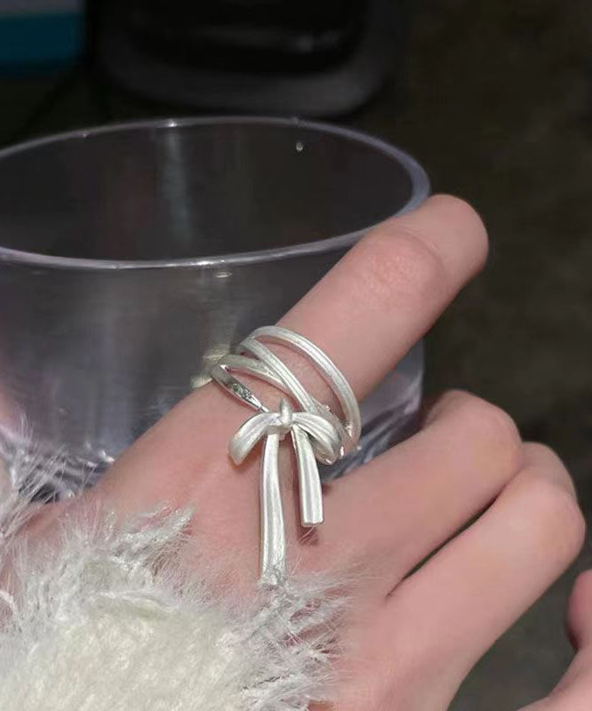 DIY Silk Sterling Silver Bow Silk Ribbon Rings GH1034