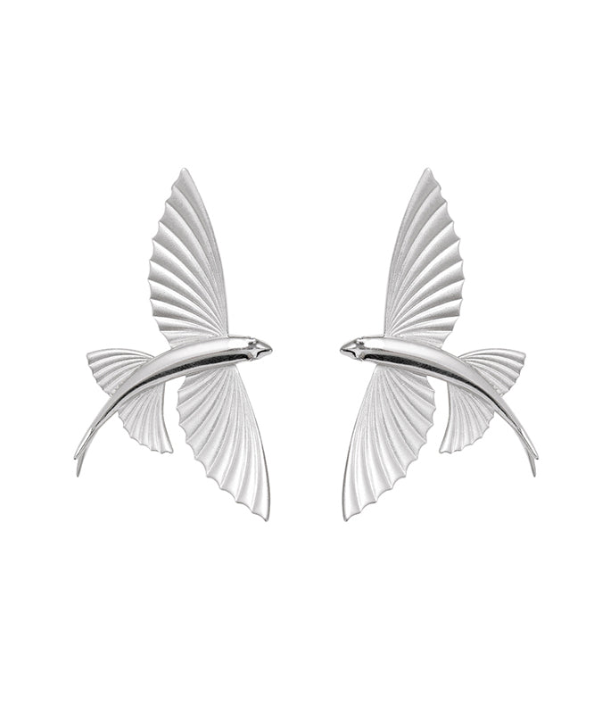 Boucles d'oreilles à tige en argent sterling et soie à faire soi-même en forme de petit poisson volant PO037