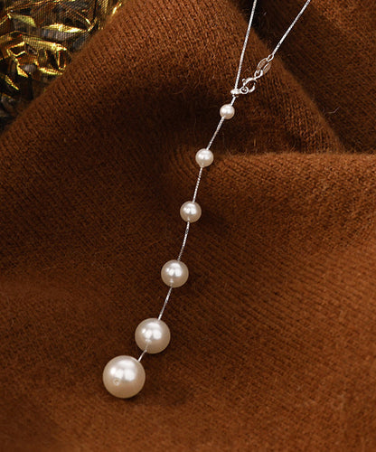 DIY Silk Sterling Silver Pearl Tassel Pendant Necklace QD017