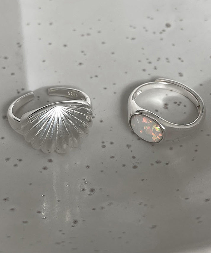 Silk Shell Two-Piece Sterling DIY Silver Rings Set
