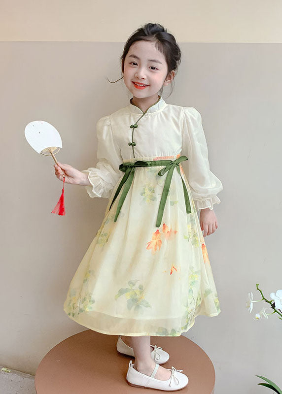 Cravate pour enfants, col montant, patchwork, jaune, longue mousseline de soie, à faire soi-même