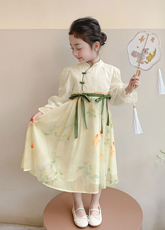 Cravate pour enfants, col montant, patchwork, jaune, longue mousseline de soie, à faire soi-même