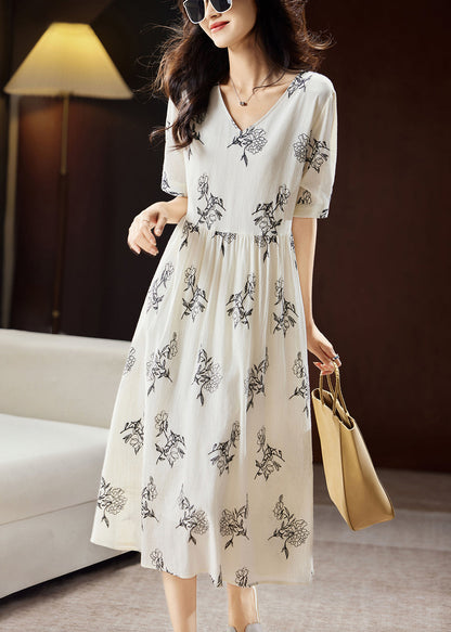 Elegant Beige Embroidered Floral Patchwork Maxi Dress Short Sleeve WW032