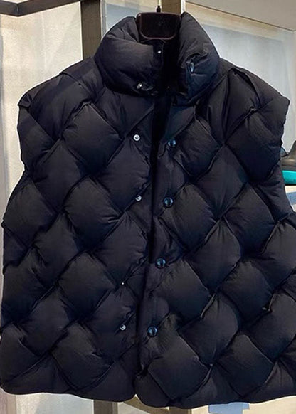 Elegant Black Button Duck Down Winter down vest QD003