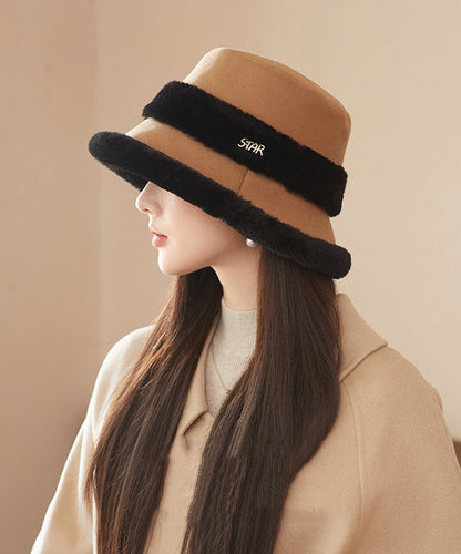 Elegant Black Versatile Warm Fleece Bucket Hat RS016