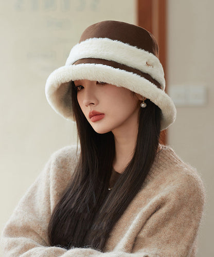 Elegant Black Versatile Warm Fleece Bucket Hat RS016