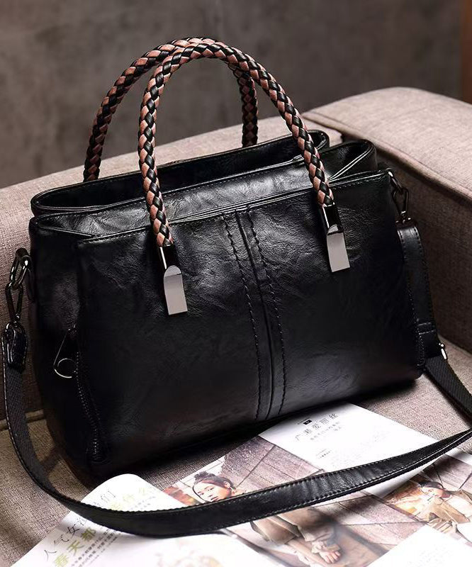 Leather Elegant Brown Handbag Durable Tote Solid Calf