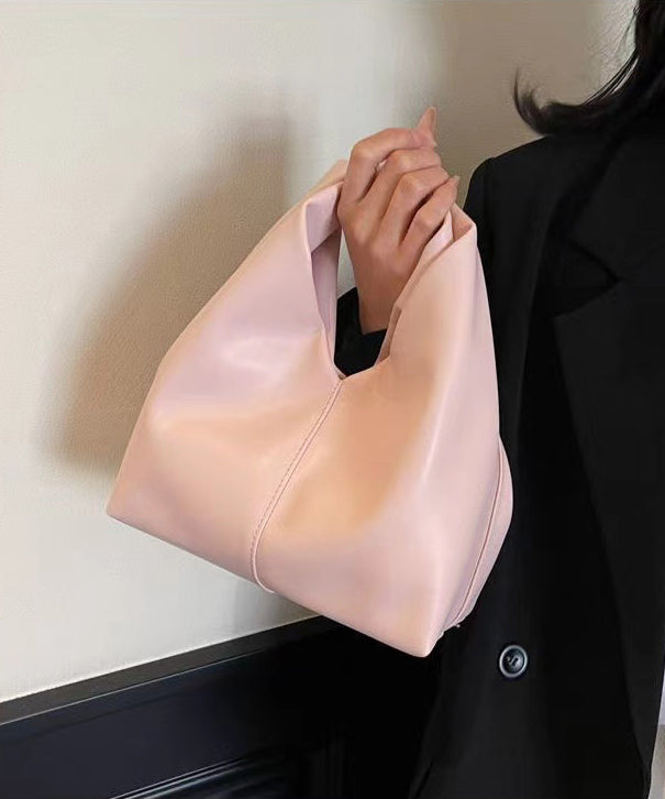 Leather Pink Durable Tote Faux Elegant Solid Handbag